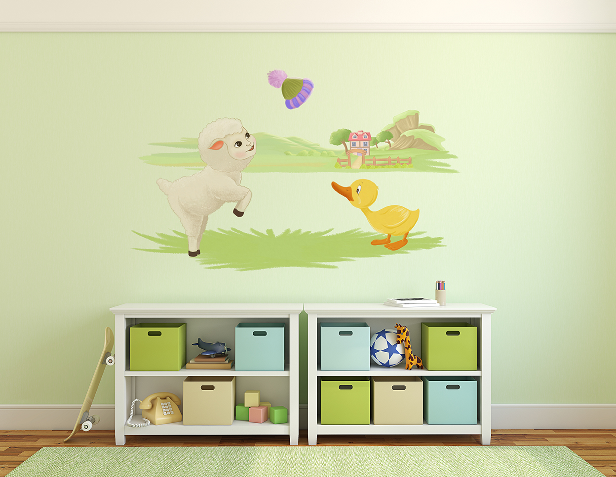 Colorful playroom interior. 3d render.