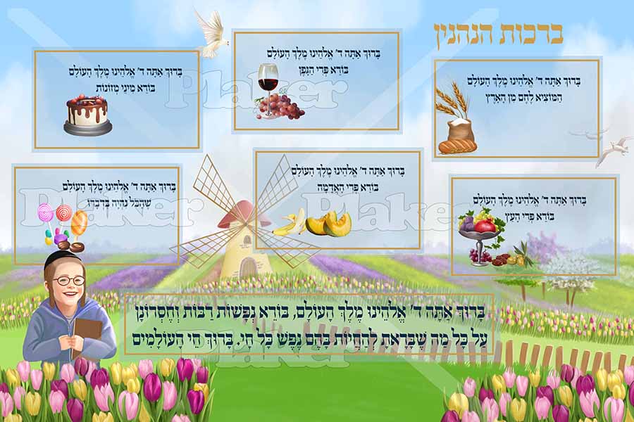 ברכות הנהנין ציור קיר לתליה בפינת מטבח